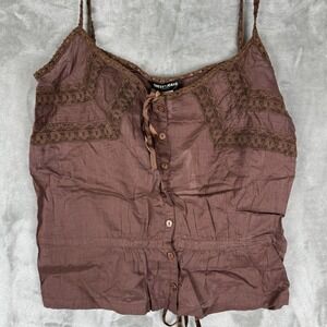 Guess Jeans Brown Lace Trimmed Camisole Tank Top M